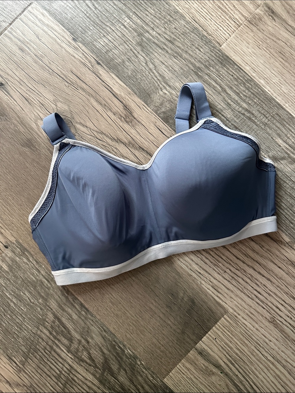 Wacoal Blue Sports Bra with White Trim